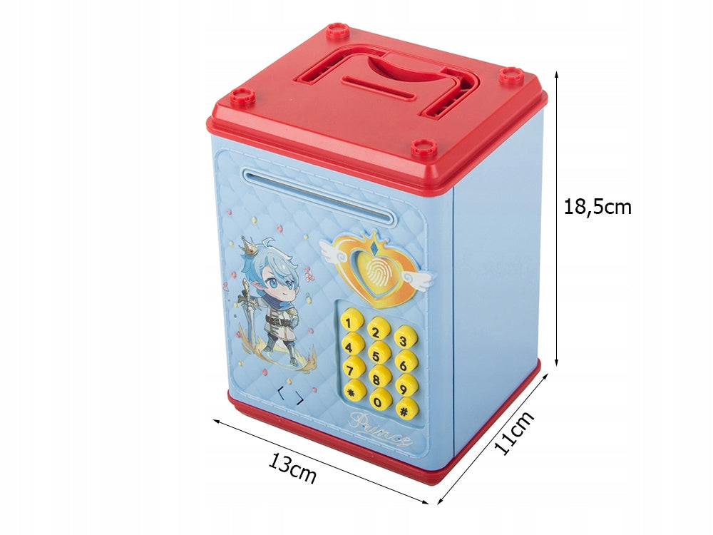 Pusculita tip seif, Zola®, deschidere cu pin, sunete si lumina, plastic, 18 x 10 x 12 cm, albastru Pusculita tip seif, Zola®, deschidere cu pin, sunete si lumina, plastic, 18 x 10 x 12 cm, albastru